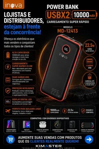 POWER BANK USBX2 MD-12413 10000mah