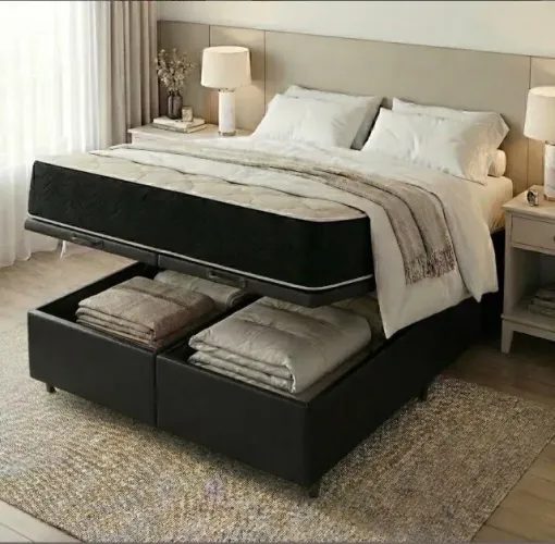 Cama Box Baú Queen Supreme D45 Euro Pillow com Base Preta