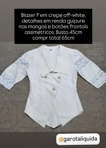 Blazer P off-white com gripir nas mangas