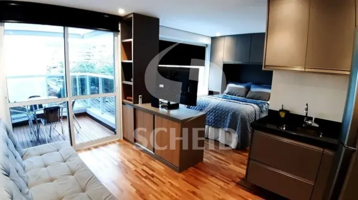 Studio mobiliado em Pinheiros, com Suíte, 1 Vaga e Excelente Localização na Fradique Couti