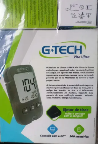 Medidor De Glicose G-TECH Vita Ultra + 110 Tiras de Teste +Estojo