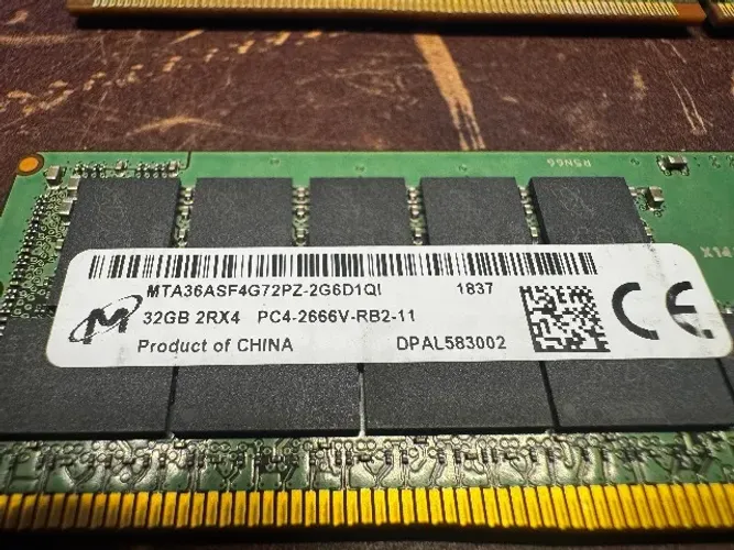 Kit RAM DDR4 ECC 2666 64gb (2x32gb) 2RX4 - Micron    -       (em 10x sem juros)