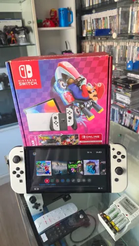 Nintendo Switch Oled, Desbl0qu34do, aceito usado de entrada, cartões ate 18x