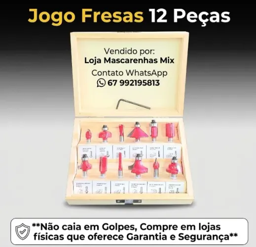 Jogo De Fresas Para Madeira Com 12 Peças COD: 031