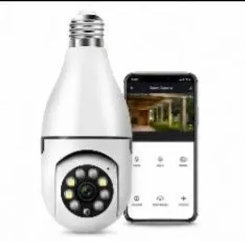 Câmera Lâmpada de Segurança Vigilância IP Wi-Fi 360° Visão Noturna FullHD e monitoramento<br>