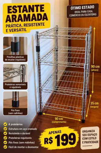 Estante aramada desmontável