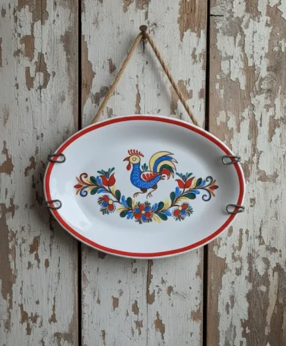 Travessa Porcelana Steatita Galo Português - Louça Vintage - Década 50/60