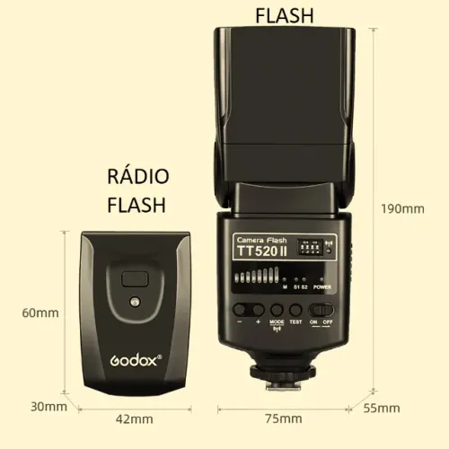 Flash + rádio disparador Godox TT520II para todas as câmeras, só falo whats não falo olx