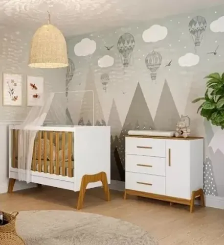 Jogo com Comoda Infantil Guti e Berço Cama Americano Guti