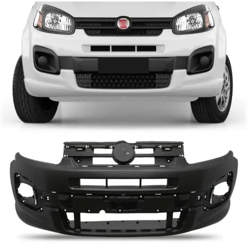 Parachoque Fiat Uno Novo 2017 à 2022 Preto Liso (Furo Farol Auxiliar) - DTS