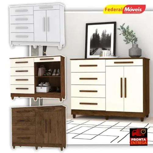 Cômoda Sírius 5 Gavetas 2 Portas - Novo - Mega Oferta