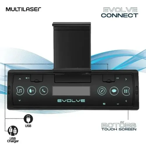 Som Automotivo Evolve P3352 Suporte Celular Bluetooth Usb Sd/ Consulte