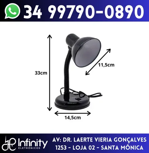 Luminária Abajur de Mesa para Escritório Bocal E27 Bivolt