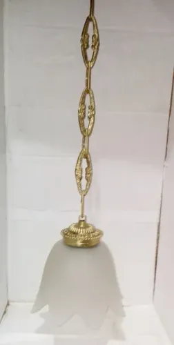 pendente em bronze tulipa branca fosca 