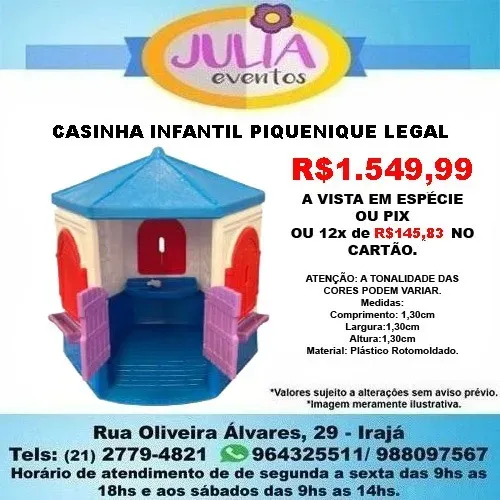 Casinha Infantil Piquenique Legal