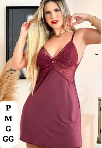 Modelo de camisola com detalhes em renda