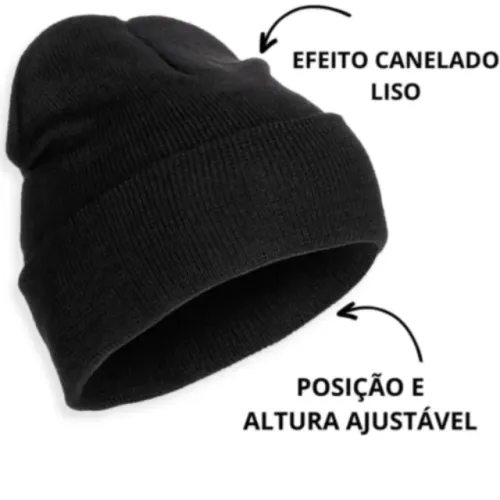 Touca Lisa Preta Adulto Masculino e feminino Elegante de Lã