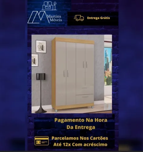 GRANDE PROMOÇÃO*GUARDA ROUPA TÓQUIO 4 PORTAS ENTREGA GRÁTIS ACEITA CARTÃO