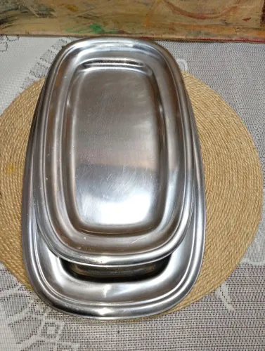 Conjunto 2 bandejas aço inox inoxidável