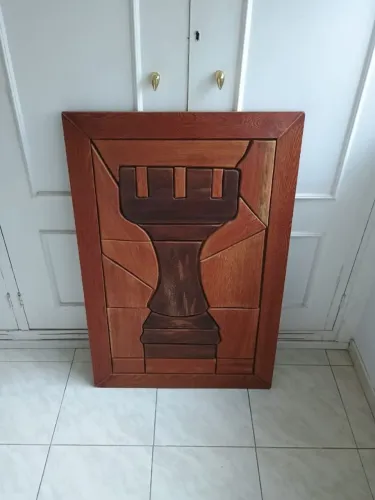 Quadro torre de xadrez em madeira Nobre