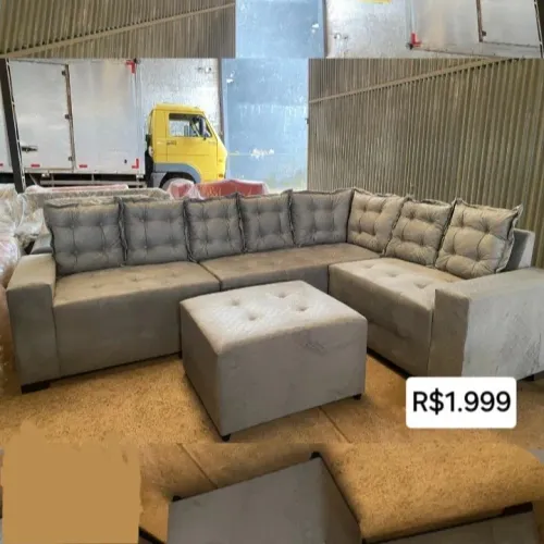 PROMOÇÃO URGENTE - Sofá de Canto Cinza Paris GIGANTE DISPONÍVEL