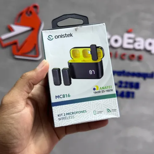 Microfone Sem Fio Lapela Duplo Onistek MC816 Lightning