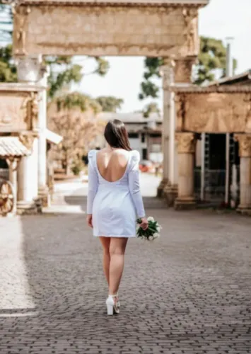 vestido de noiva curto civil - estilo larissa manoela (sem laço nas costas) usei 1x