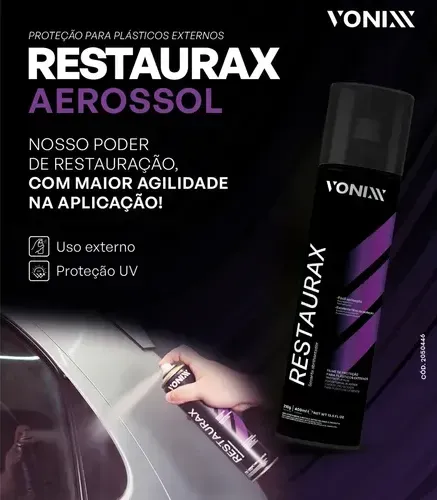 Vonix Restaurax Revitalizador Spray para Plásticos, Porta, Painel, Para-choque Brilho