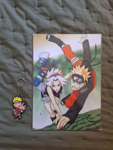 Naruto Quadro Decorativo + Chaveiro Brinde Novos Nunca Usado