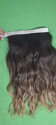 Mega Hair liso Ondulado Castanho com Mechas Loiro Mel