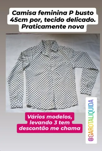 Camisa Feminina Poá P - Tecido Delicado