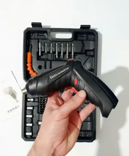 Kit Parafusadeira/Furadeira 48 Peças À Bateria Carregador Usb