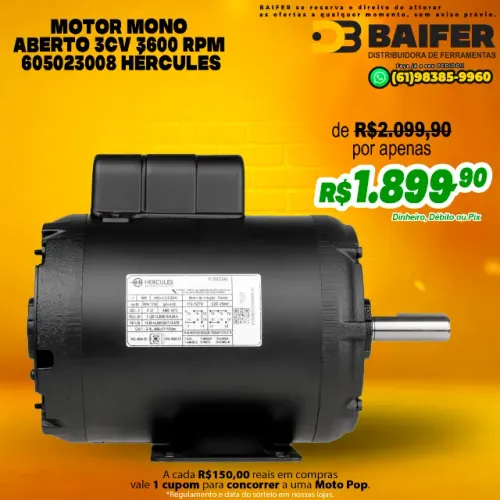 Motor Mono Aberto 3CV 3600 Rpm 605023008 Hércules