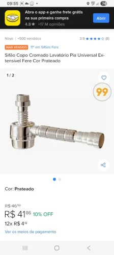 VENDO SIFÃO COM COPO(CROMADO)de 45,00 por 20,00