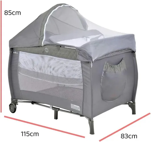 Berço Desmontável Portátil Prima Lua Gray - Burigotto