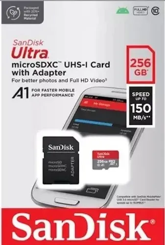Cartão De Memória 256gb Micro Sd Ultra Classe 10 A1 Sandisk