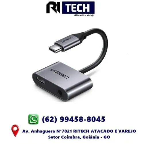 Adaptador Usb C Fone e Carregador Ugreen Áudio Carregamento Rápido