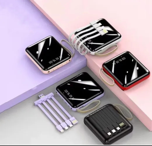Carregador portátil com 4 tipos de cabos USB 10.000mah<br>R$:70,00