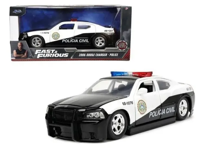 Miniatura Dodge Charger Policia Civil Velozes e Furiosos 1/24 JADA TOYS