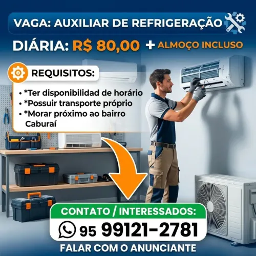 Preciso de auxiliar de refrigeração
