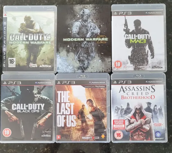 Lote 5 jogos PS3 Playstation 3 Call of Duty Last of Us Assassin's Creed