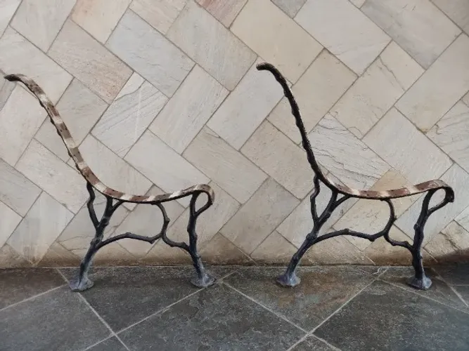 Par Pé De Banco Praça Jardim Decoração Raiz Ferro Fundido usado 1