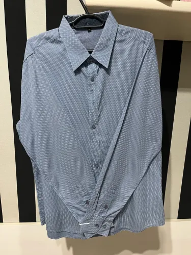 Camisa social masculina azul poá G