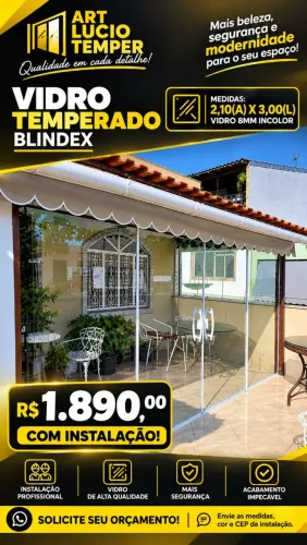 Porta vidro temperado blindex 3 m com instalação