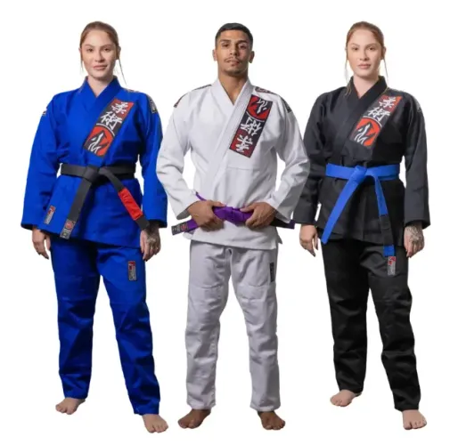 Kimono Jiu Jitsu Adulto Preto Faixa Branca