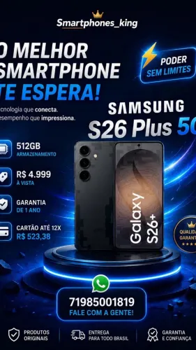 Samsung Galaxy S26 plus 512gb, lacrado, nota fiscal e garantia de 1 ano