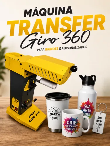 Máquina Transfer Giro 360 sublimação para Brindes e Personalizados Semi Nova