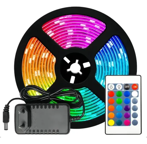 Fita Led Rgb 5050 Rolo 5m + Controle + FonteFita Led Rgb 5050 Rolo 5m + Controle + Fonte F