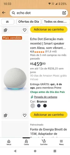 Echo dot 4 geração (ORIGINAL)