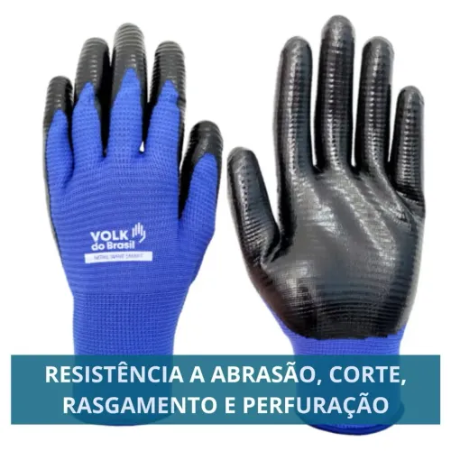 Kit 12 pares luvas EPI Segurança Multitato Volk Nitril Wave emborrachado banho nitrilico
